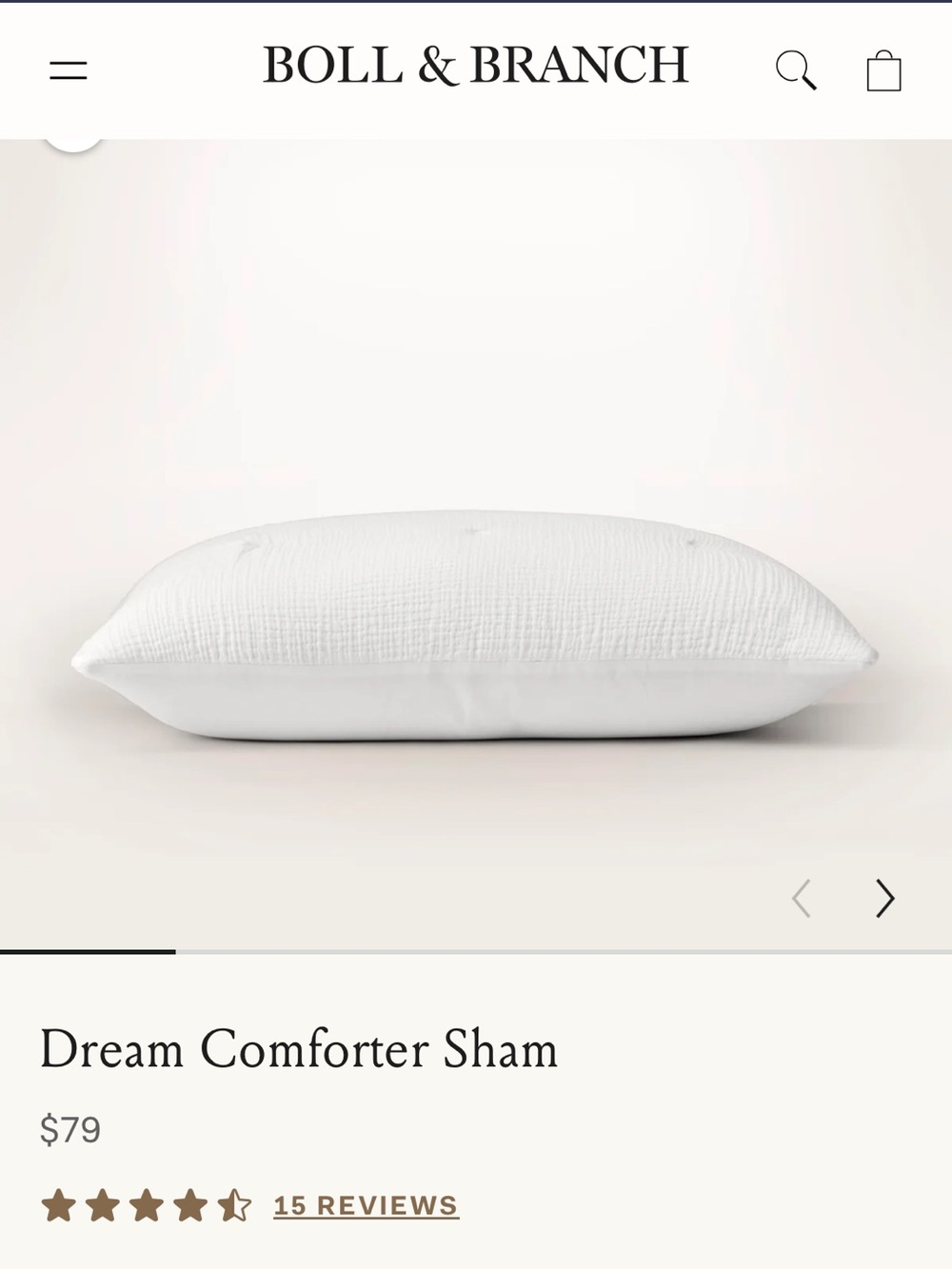 Boll & Branch Dream Comforter Shams - White (set of 2)